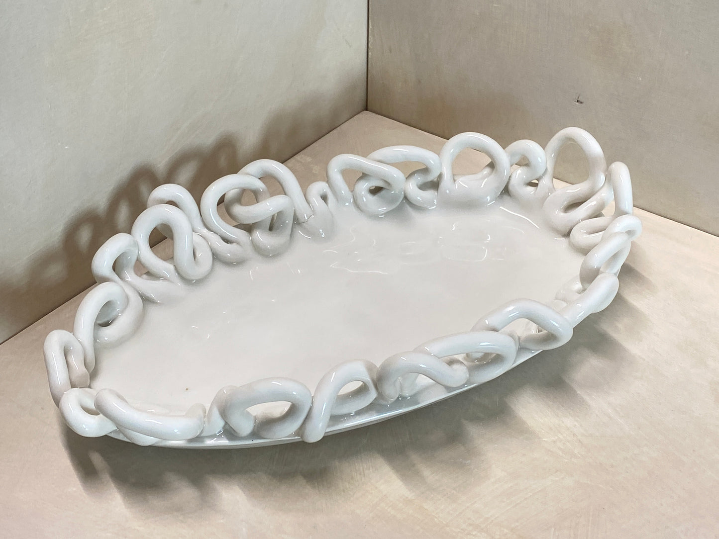 Centro Tavola Ovale Grande Bianco