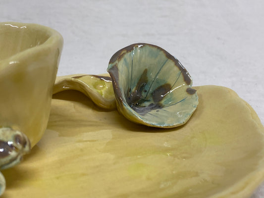 Set 2 Tazzine + Piattino Fiori Miele