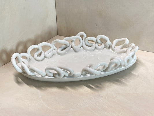 Centro Tavola Ovale Grande Bianco