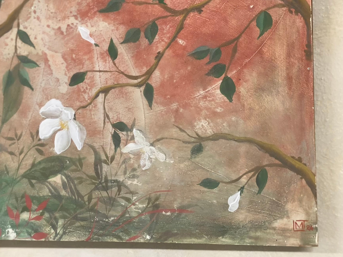 Pannello Magnolia Fondo Rosso