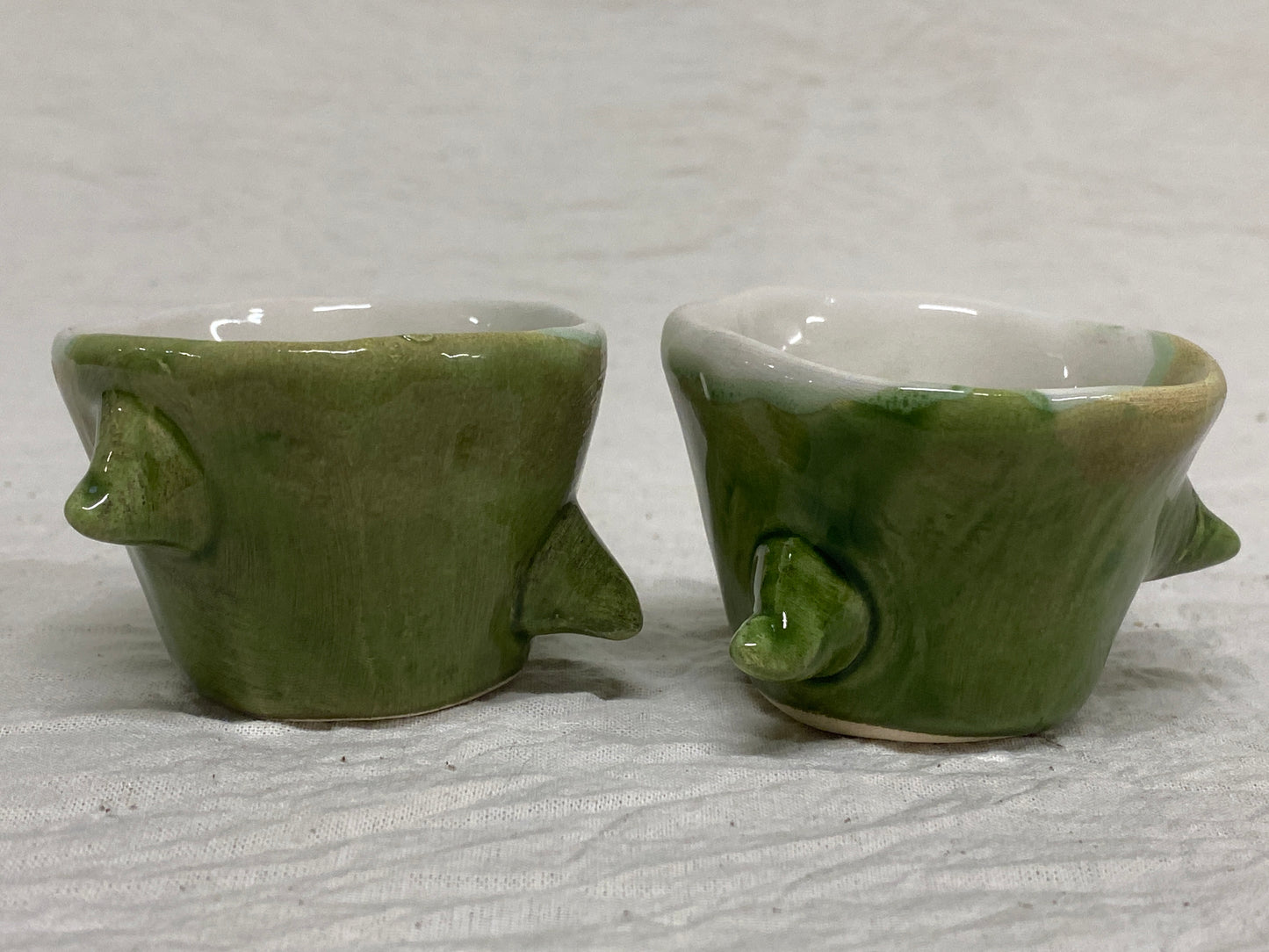 Set 2 Tazzine da Caffè + Piattino Bianco e Verde Colato