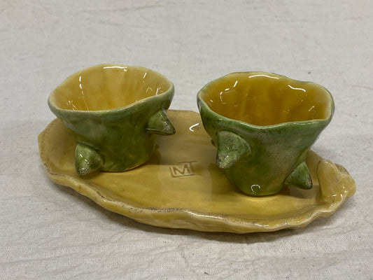 Set 2 Tazzine da Caffè + Piattino Giallo e Verde