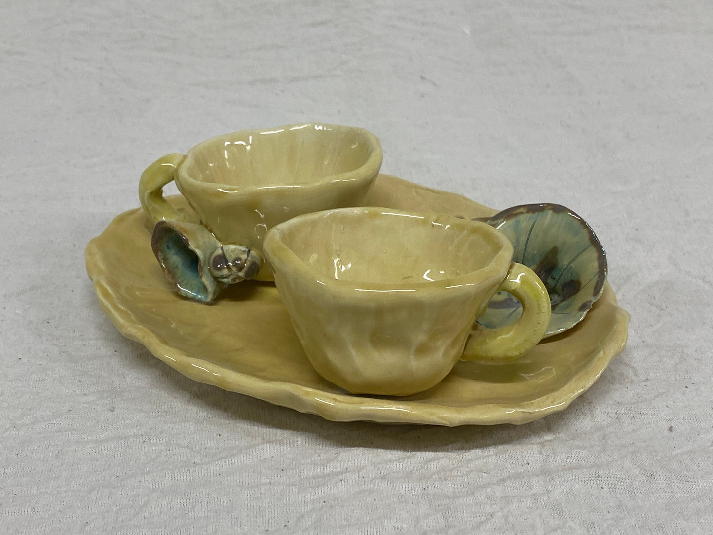 Set 2 Tazzine + Piattino Fiori Miele