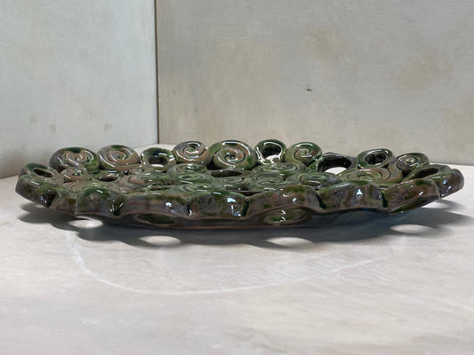 Vassoio Ovale Verde con Buchi