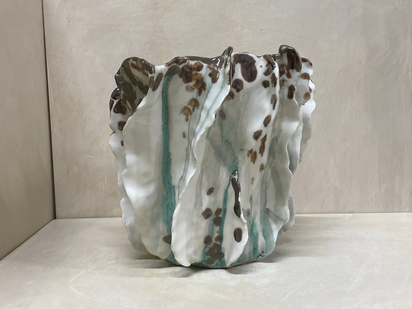 Vaso Grande Anemone Bianco e Verde