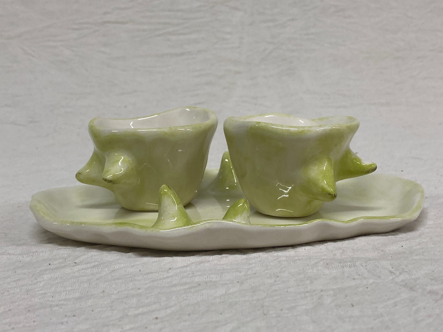 Set 2 Tazzine da Caffè + Piattino Verde e Bianco