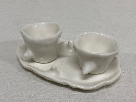 Set 2 Tazzine da Caffè + Piattino Bianco