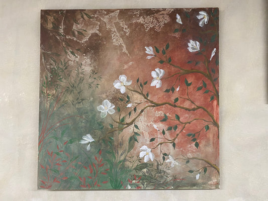 Pannello Magnolia Fondo Rosso