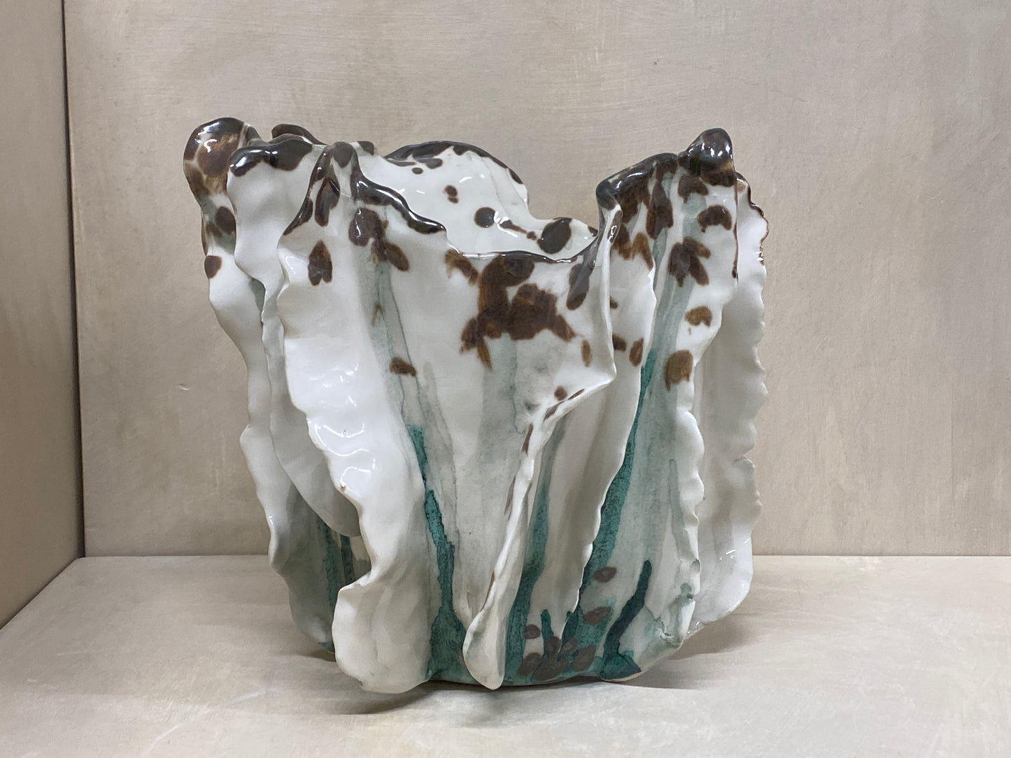 Vaso Grande Anemone Bianco e Verde