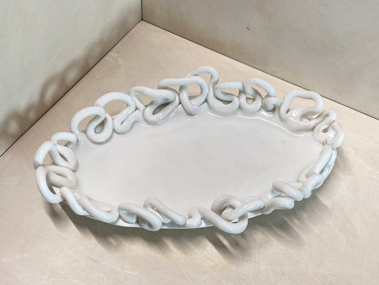 Centro Tavola Ovale Grande Bianco