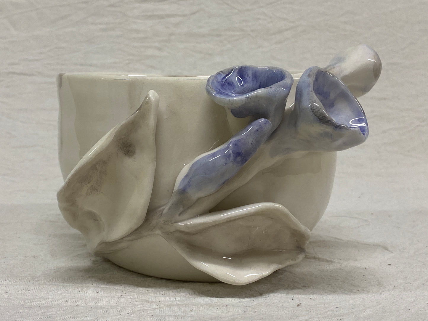 Vaso Bianco Fiori Blu