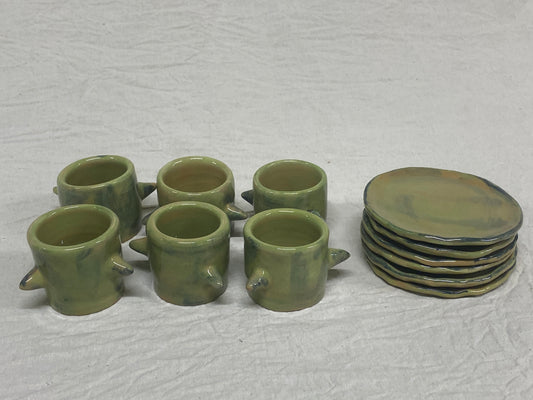 Set 6 Tazzine da Caffè + Piattini Verde