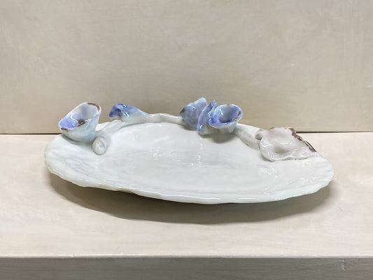 Vassoio Ovale Fiorito Bianco