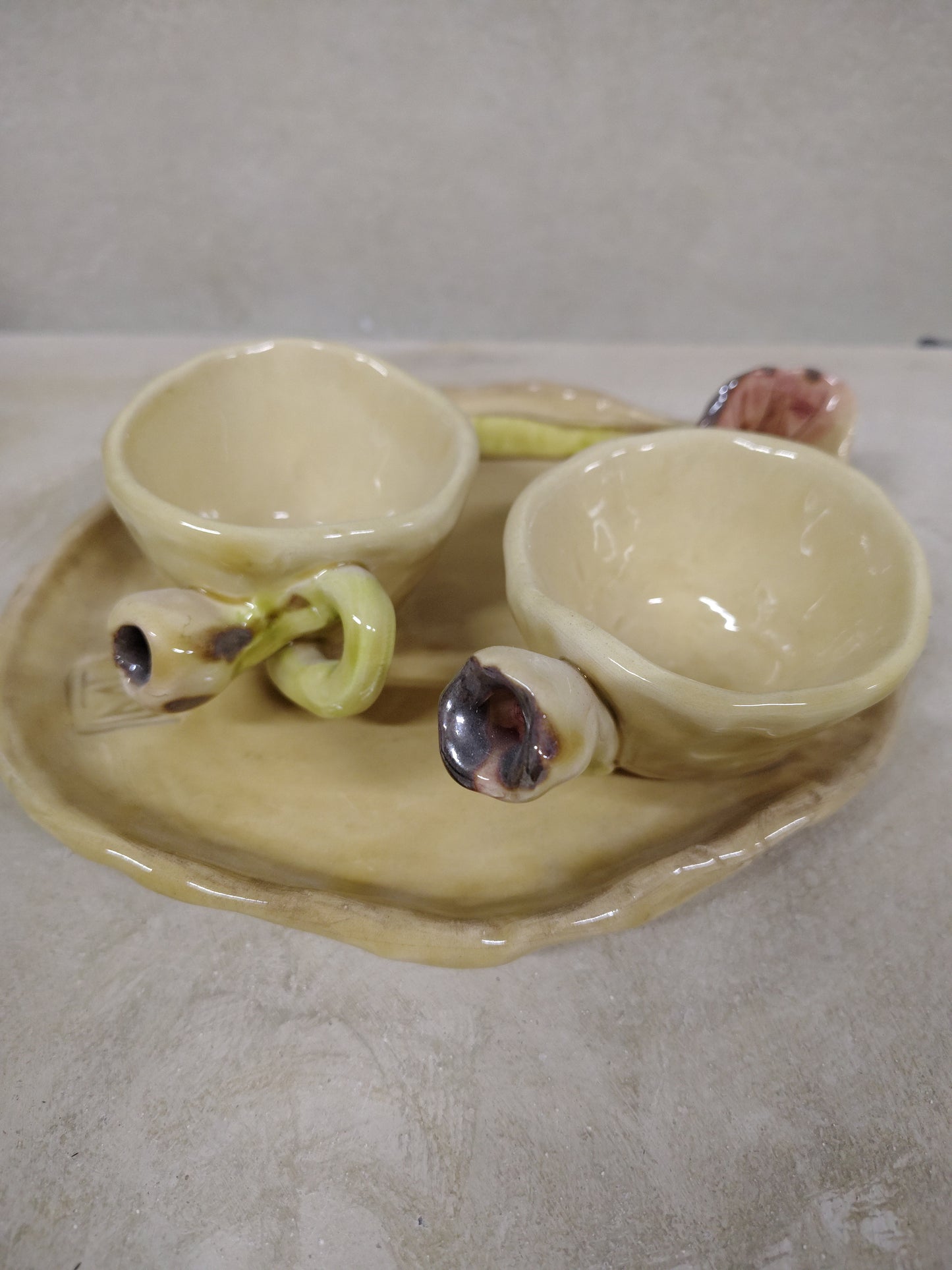 Set 2 Tazzine + Piattino Fiori Miele